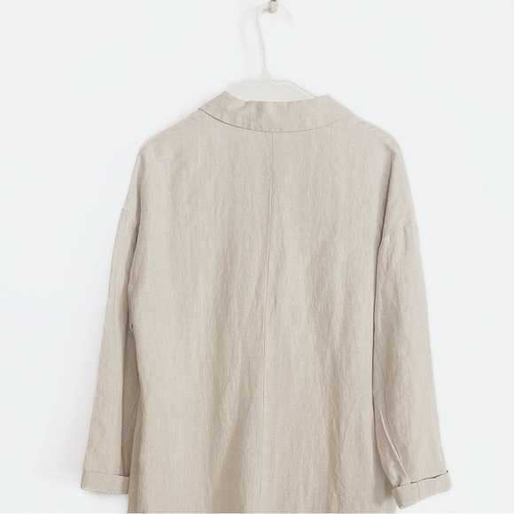 LOURMARIN Lagenlook Long Full length Linen Jacket Neutral Oatmeal Womens size L - Picture 6 of 12